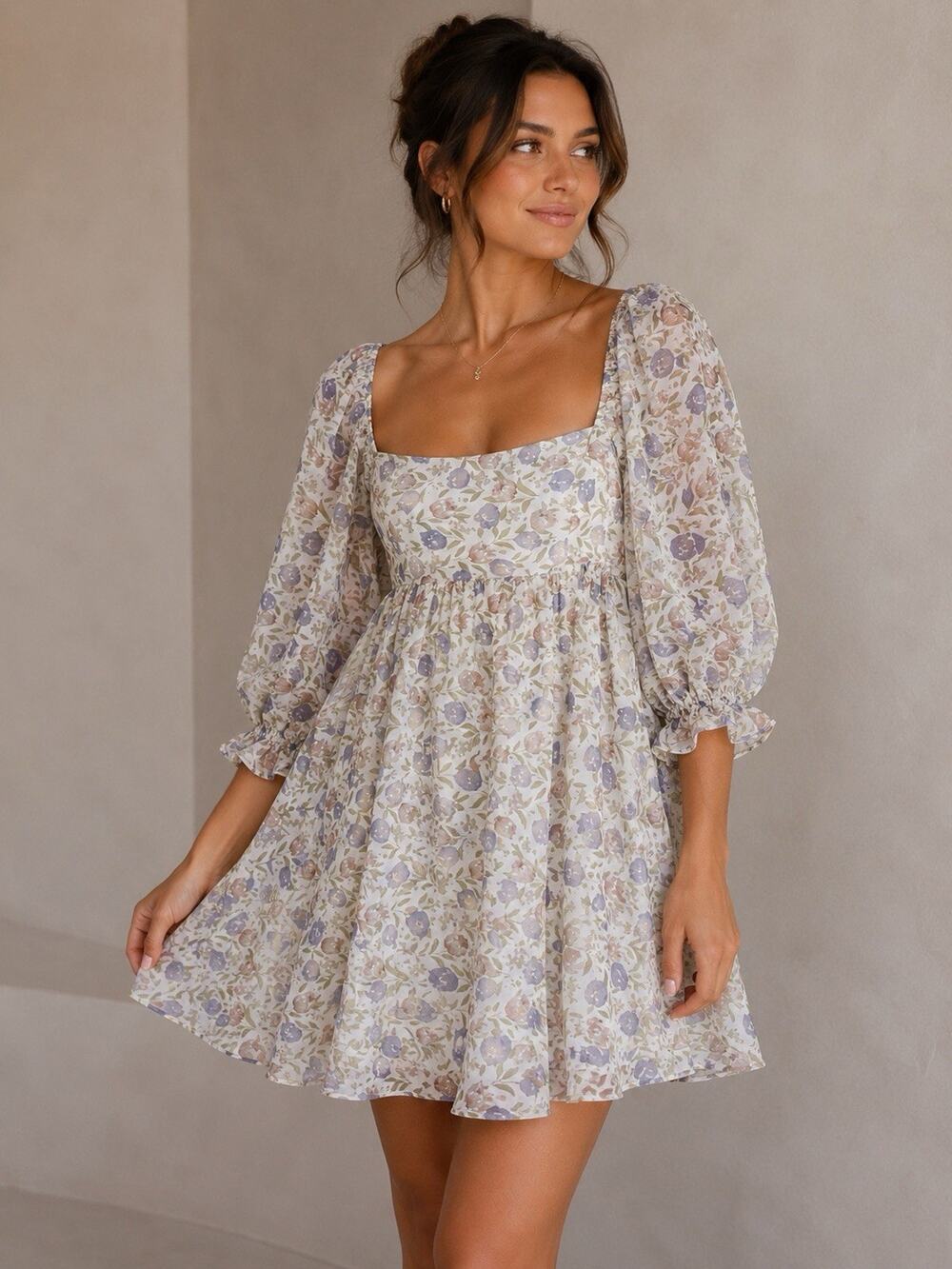 Storia Cottagecore Prairie Dress Puff Sleeve Fairycore Floral Size L